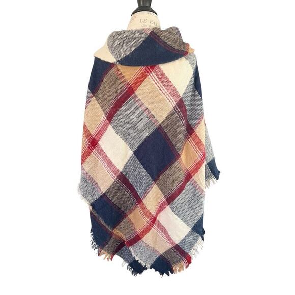 Altare plaid, fringed poncho shawl. One size, multicolor, like new condition - Picture 5 of 9